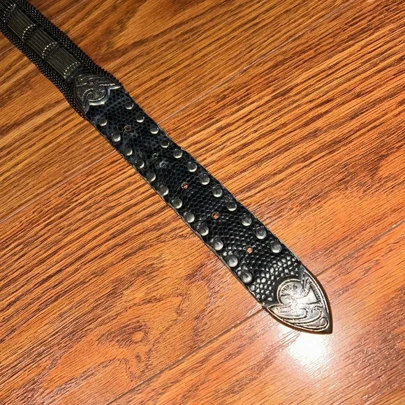 Vintage‎ Nanni Milano Studded Leather and Chainmail Heavy Western Belt Size 32